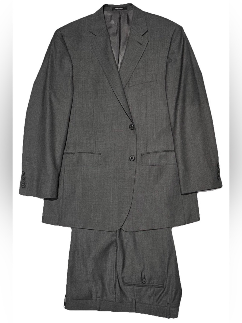LAUREN RALPH LAUREN MACYS BLACK LABEL SUIT 44R 44 R SLIM FIT SHARKSKIN GRAY
